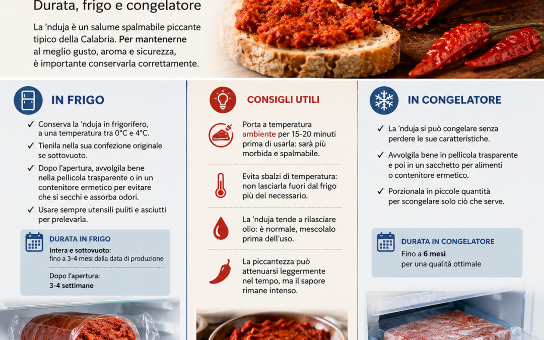 Come conservare la ‘Nduja: durata, frigo e congelatore