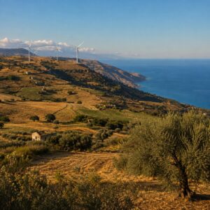 Veduta dell'altopiano del Monte Poro con il mare Tirreno sullo sfondo - Monteporo Spilinga